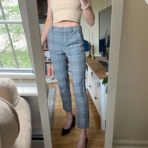 Cropped plaid dress pants